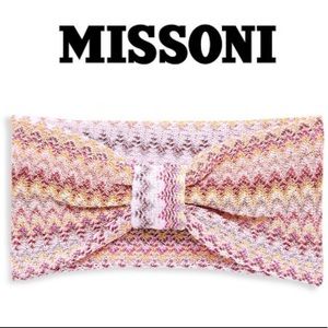 MISSONI Pink Multicolor Textured Knotted Italian Headband NWT $225